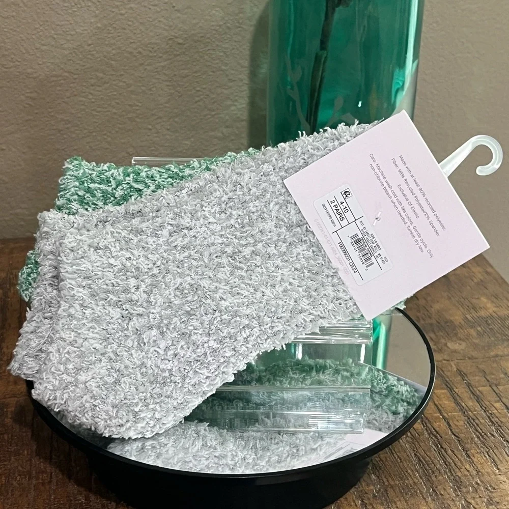Auden Fuzzy Low-Cut Socks, two pair, new!